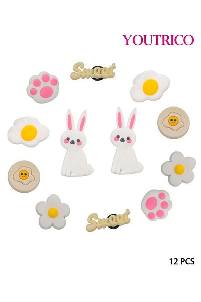 Youtrico 12pcs Rabbit Series Jibbitz Charms for PVC Slipper Ornament