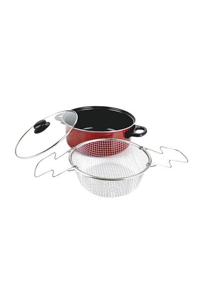 AzHome Deep fryer, Pot with two handles, sieve and lid