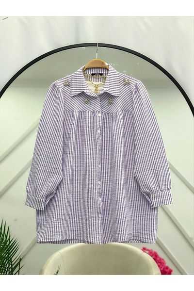 YEDİLALE Stone Robali Striped Summer Long Sleeve Tunic