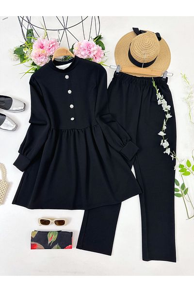 YEDİLALE Asude Tunic Pants Crepe Double Set