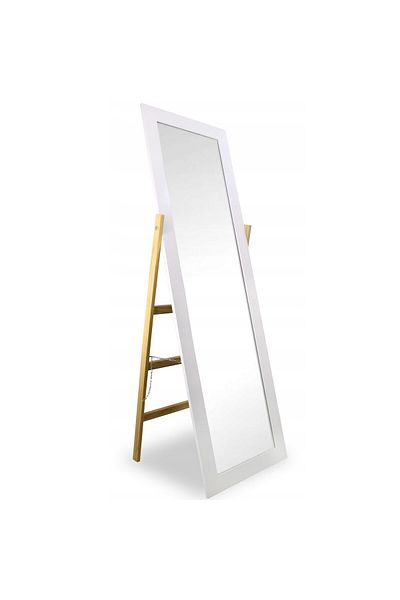 SERSIMO Floor mirror with stand, 157x41x54cm, white with brown