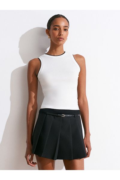 Dilvin 21086 Double Look Sleeveless Top-Ecru