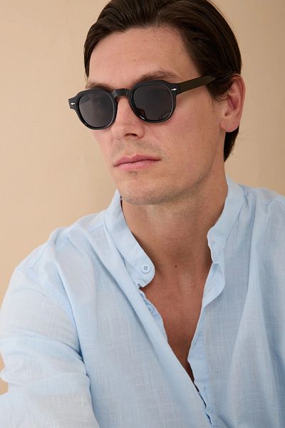 Tonny Black Men's Black Classic Round Sunglasses