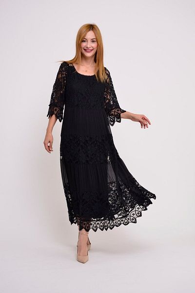 GÜLDEN KATRAN Women's Italian Silk Detailed Lace Design Dress