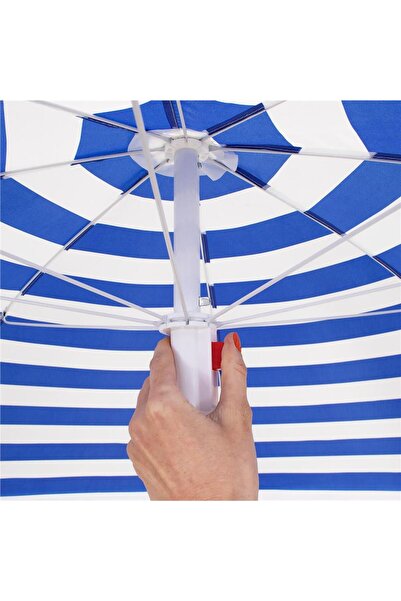 OEM Foldable beach umbrella with adjustable tilt, diameter 180 cm, blue and white