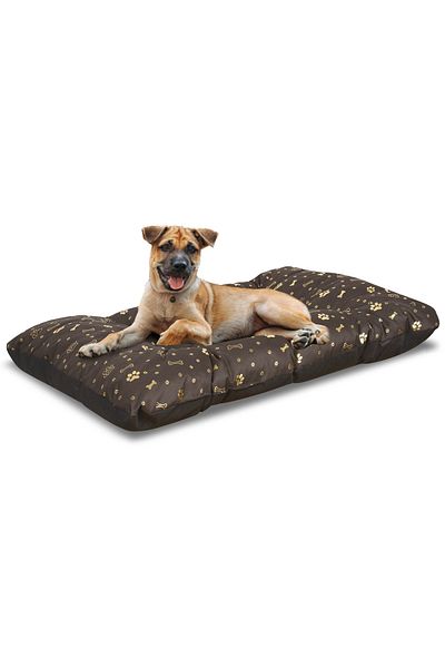 shumee Pernă pat pentru câini PRESTIGE 80x60 cm impermeabilă, model oase aurii