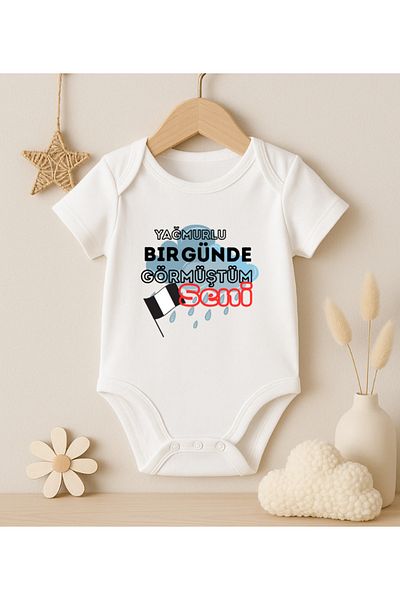 MODAT I Saw You in a Rainy Day Written Printed Baby Bodysuit