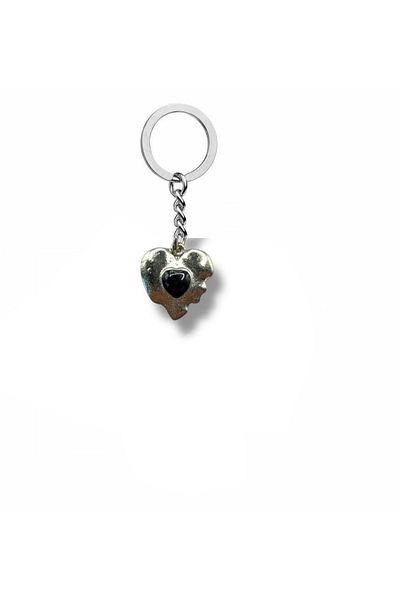 Herşey Nota Black Stone Heart Unisex Keychain – Elegance and Durability