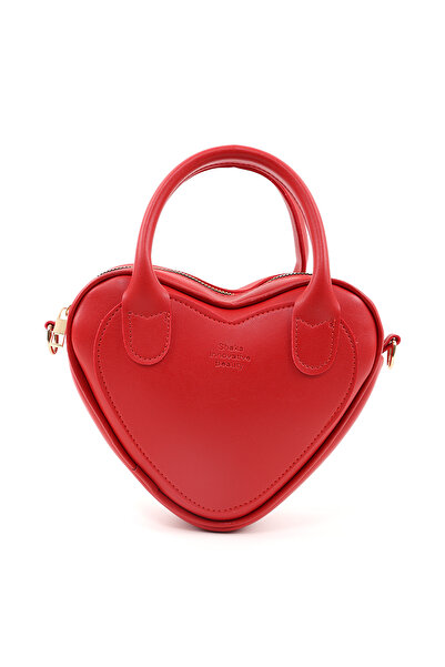 SHAKA Kırmızı Shk236 Suni Deri Fermuarlı Tek Bölmeli Kalp Model El, Kol Ve Om...