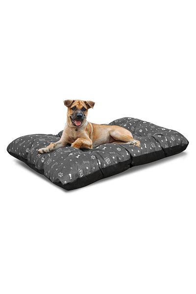 shumee Pernă pat pentru câini PRESTIGE 120x80 cm impermeabilă, model oase argintii