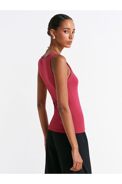 Dilvin 20977 Thick Strap Polyamide Undershirt-Dark Fuchsia