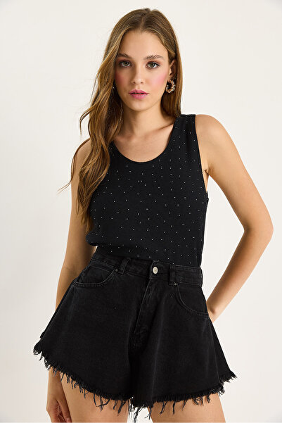 Bianco Lucci Kadın Desenli Kalın Askılı Dijital Baskılı Regular Yazlık Örme Bluz 60282017