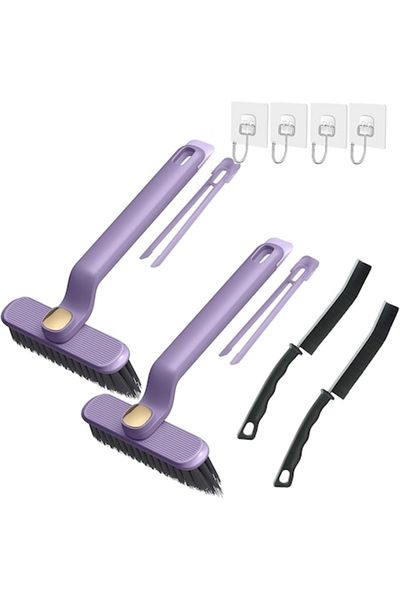 DELPI Set of 2 narrow space cleaning brushes and 2 cleaning brushes with tweezers, For joints, kitchen, bathroom