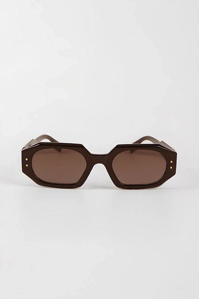 Tonny Black Women's Brown Geometric Gold Detailed Sunglasses