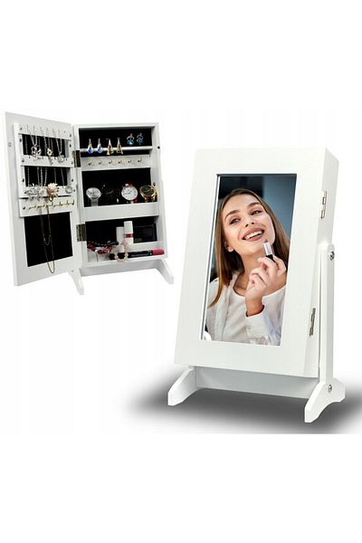 SERSIMO Dressing Table with Mirror and Jewelry Storage, 21x36x15cm, White
