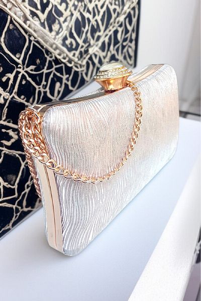 Famels Evening Dress Bag Hand Bag .Arm Bag,Evening Dress Bag with Chain and Armlet Gold Shiny
