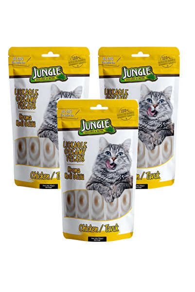 Jungle 5'Lİ KREMA KEDİ ÖDÜL MAMASI TAVUKLU 14GR - 3 PAKET