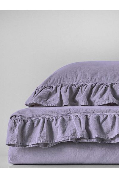 Karna Home Ruffled Stonewash Cotton Duvet Cover Set 200X220