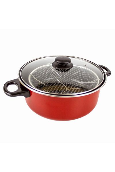 AzHome Deep fryer, Pot with two handles, sieve and lid