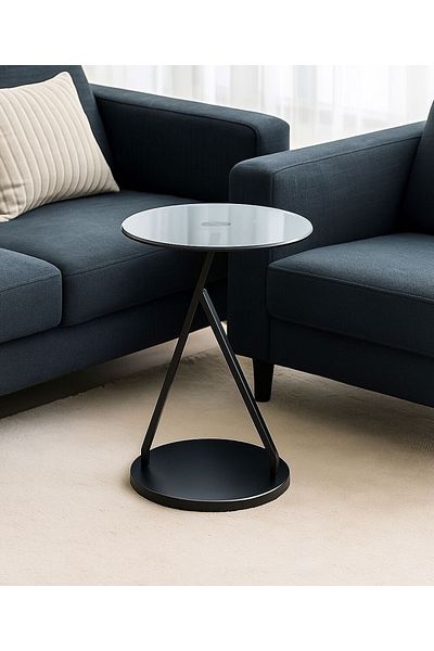 private house Black glass side table