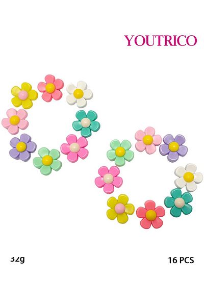 Youtrico 16pcs Colorful Flower Jibbitz Charms for PVC Slipper Ornament