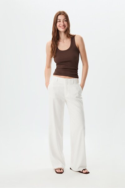 Stradivarius Flowing linen blend straight-leg trousers