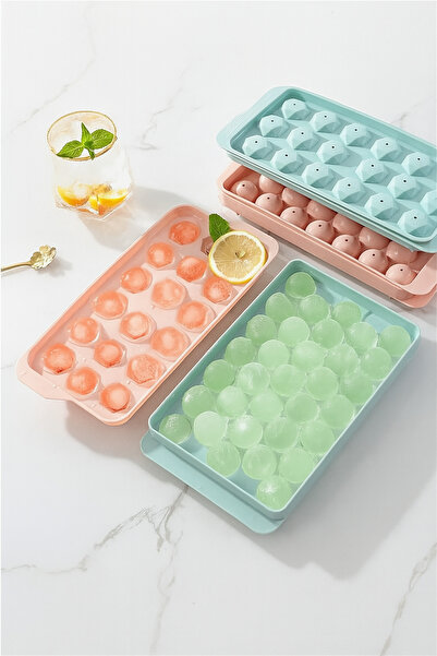 Metler Kapaklı Küre Buz Kalıbı 33 Hazneli Yuvarlak Şekilli Buzluk Kokteyl ve ...