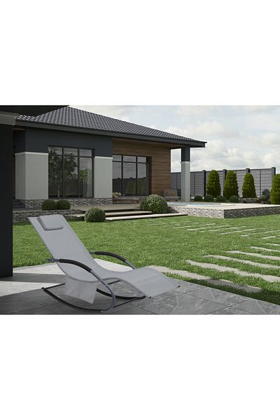 SERSIMO Leagan Tip Sezlong Pentru Gradina 148x63x87 Cm, Structura Otel, Textilen, Design Ergonomic, Gri