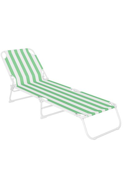 SERSIMO Sersimo folding sun lounger, 186 x 56 cm, for beach or garden, white green, capacity 110kg