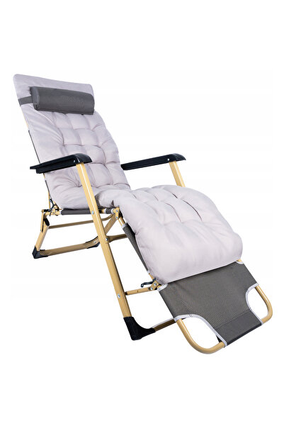 SERSIMO Sezlong Pliabil Pentru Plaja Sau Gradina, Cu Perna Si Tetiera, Functi...