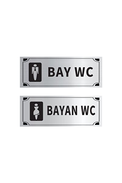 Mayeka Bay WC WC İkili Levha Set Gümüş Metal Yönlendirme Tabelası Kişiye Özel