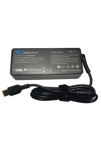 nelbo Laptop charger for Lenovo 36200291, 65W, 20V, 3.25A, rectangular USB plug with pin