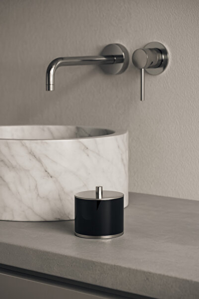 OMG Left Cotton, Cylinder, Countertop - Matte Black/Chrome