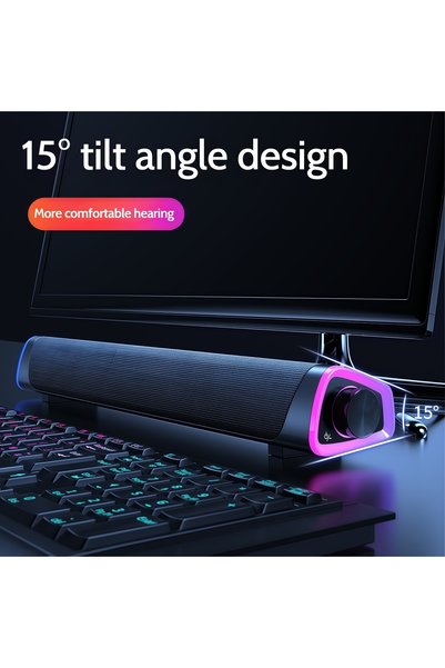 FlashHawk USB Bluetooth Computer Speaker, Portable Sound Bar with Volume Knob, Breathing Light 3.5mm