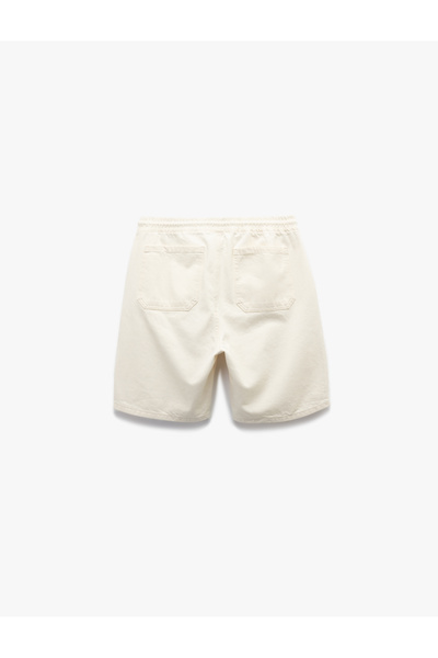Koton Cotton Relaxed Fit Bermuda Waist Lace-Up Jean Shorts