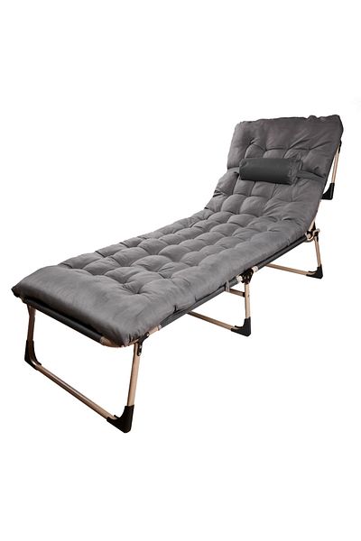 SERSIMO Sezlong pliabil cu 4 trepte, reglaj spatar, otel si material Oxford, 193x66x23 cm, gri