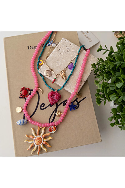 BuSefa Accessory Marka Model Charm’lı 3’lü Yaz Kolyesi