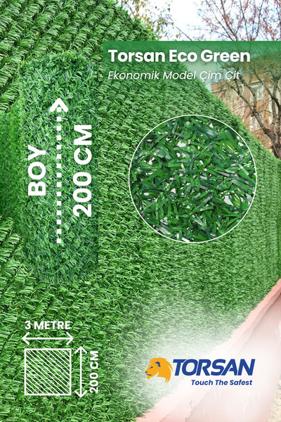 TORSAN Çim Çit – Eco Green 200 cm x 3 m Ekonomik Bahçe Çiti