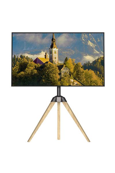 FlashHawk Wood TV Tripod Stand for 32-65 Inch LED TVs, Heavy-Duty 45KG Capacity Tripod TV Mount with ±25°