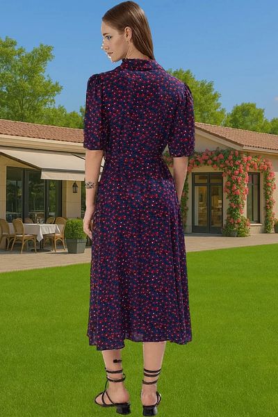 PayBuy Women Midi Length Shirt Dress Animal Pattern Viscose Fabric Casual Style Modern Style