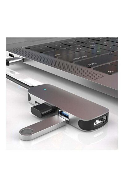 fulina 4 In 1 Port 3.0 Type-C USB-C HUB To 4K Video HDMI-compatible Adapter For Macbook Grey