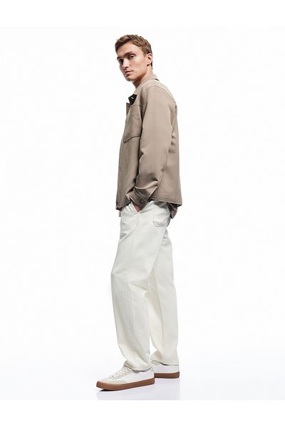 Koton Cotton Oversize Pocket Detailed Loose Waist Lace up Jean Trousers