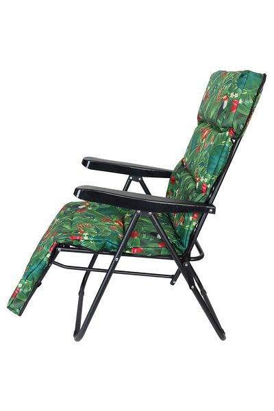 SERSIMO Garden Chair With Cushion, Adjustable Positions, Foldable Metal Frame, 57x83x106 Cm, Multicolor