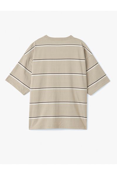 Koton Striped Crew Neck Short Sleeve Tok Fabric Cotton Oversize T-Shirt