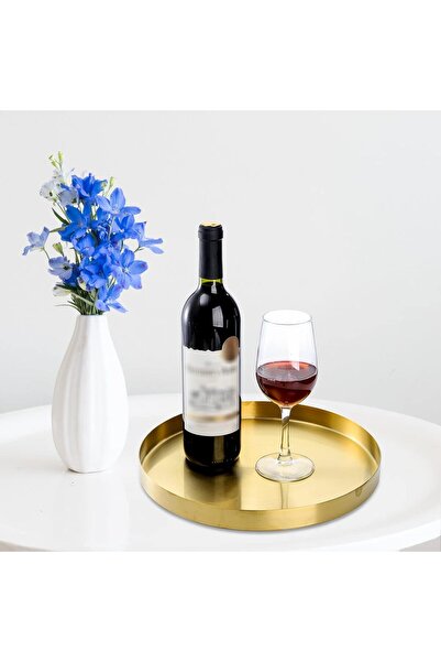 COOYA A round golden tray, a decorative dressing table storage tray for placing jewelry, perfume