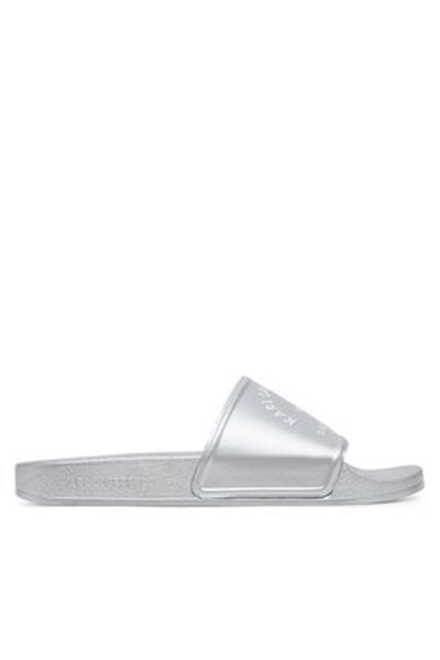 Karl Lagerfeld Papuci de damă argintii KARL LAGERFELD-KL80908A VSL SILVER RUBBER