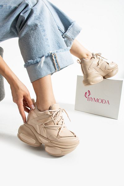 Bymoda Noul sezon Pantofi sport cu căptușeală ascunsă Bej închis Culoare nuc