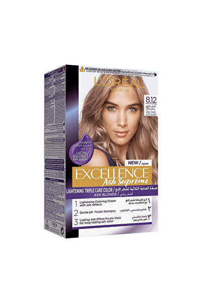 L'Oreal Paris لوريال باريس صبغة شعر اكسلانس8.12 اشقر لؤلؤى رمادي فاتح