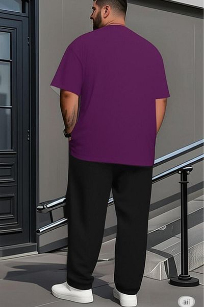 NO 601 Men's Purple T-Shirt Black Tracksuit Bottom Red Paris Plus Size Battal Size Team