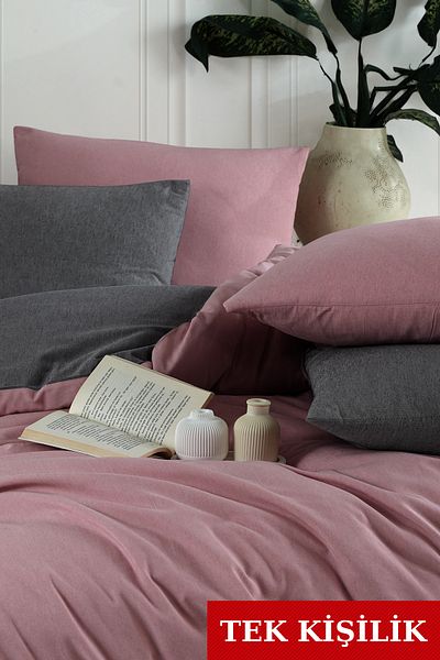 conzaliza Single Fitted Sheet Duvet Cover Set |   Plum-Grey
